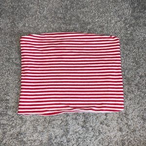 Red and white crop tube top